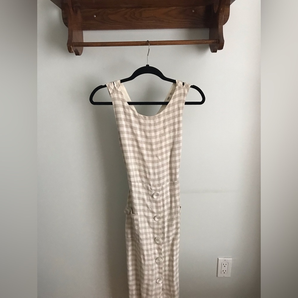 Mango Grey Gingham Dress Criss-Cross Back 4